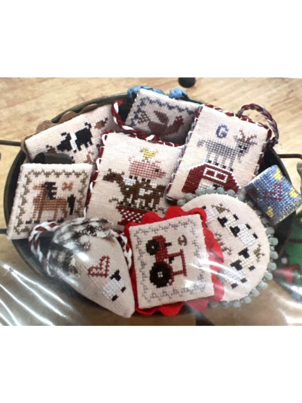 Festive Little Fobs Barnyard Edition Cross-Stitch Pattern By Heartstring Sampler